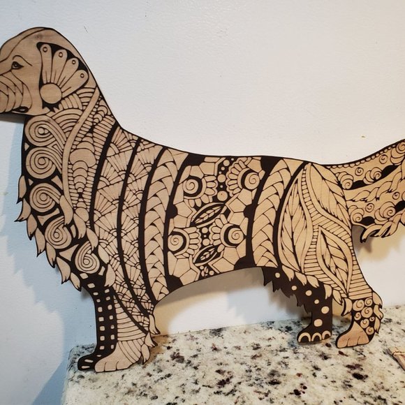 Laser Engraved Golden Retriever Wooden Wall Decor - Picture 2 of 3